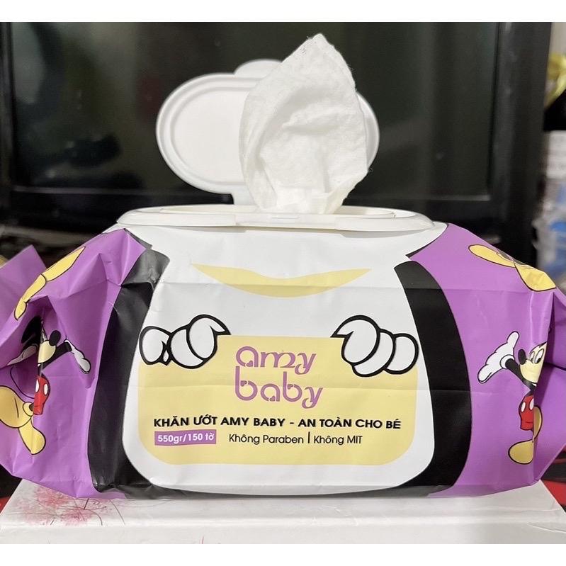  {Khỗ Lớn 18*24cm}Hộp 185 650G khăn ướt AMYBABY kháng khuẩn an toàn cho bé  Nặng 650gr  