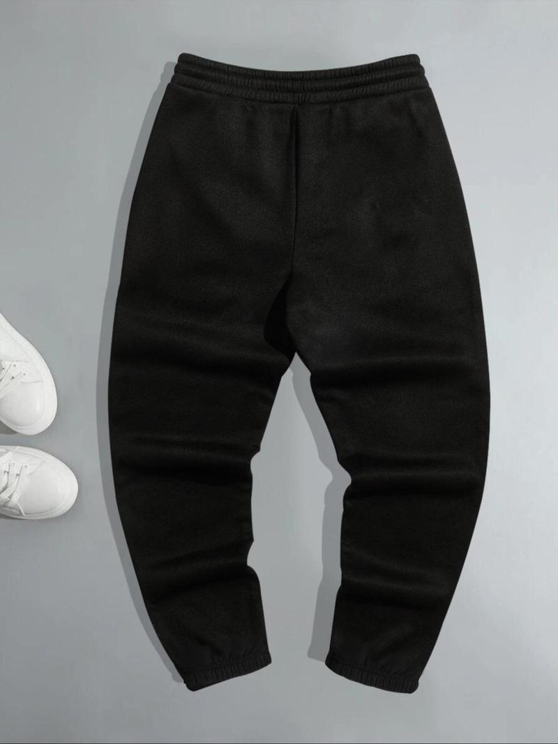 Product Introduction of Men's Skull Print Drawstring Waist Thermal Lined Sweatpants, Regular Fit Halloween Themed Casual Pocket Jogger Pants for Fall & Winter, Men's Trousers for Daily Wear 2