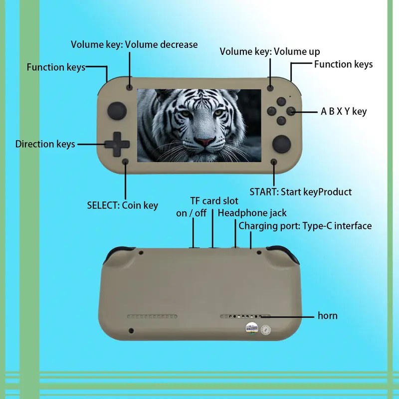 Rechargeable Handheld Game Console, 4.3 Inch IPS Full Fitment HD Screen Game Console, Ideal Home Game Console & Console, Perfect Gift for Boyfriend & Game Lovers, Protective 4
