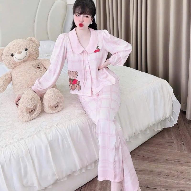 LỤA MỊN TƠ TẰM + LỤA XƯỚC TƠ TẰM QUẢNG CHÂU TAY DÀI TAY   (size40-60kg tuỳ chiều cao và số đo 3 vòng)AM cho  Nữ,