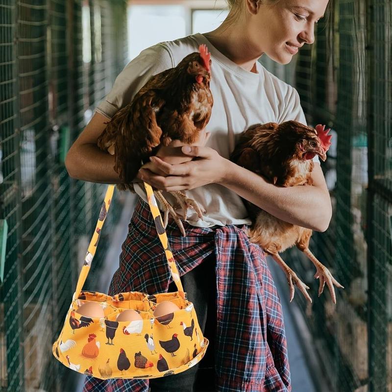 Chicken Pattern Canvas Storage Basket, 1 Count Egg Storage Basket with 7 Pockets, Fresh Egg Storage Basket, Home Organizer for Garden, Shelf Baskets 3