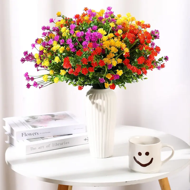 Artificial Flower Bouquet, 12pcs/set UV Resistant Faux Flower Bouquet, Fake Flower Bouquet, Decorative Flower for Home Garden Hanging Planter 3