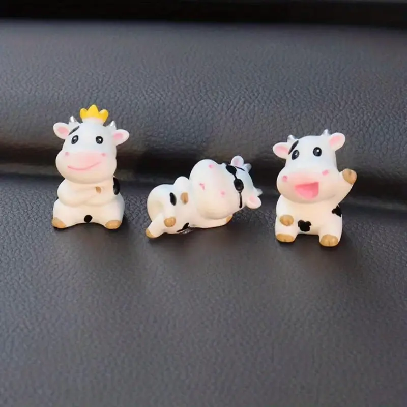 Cute Cow Design Car Ornament, 8 Counts Car Interior Decoration, Sweet Furniture Ornament, Center Console Screen Decoration 2