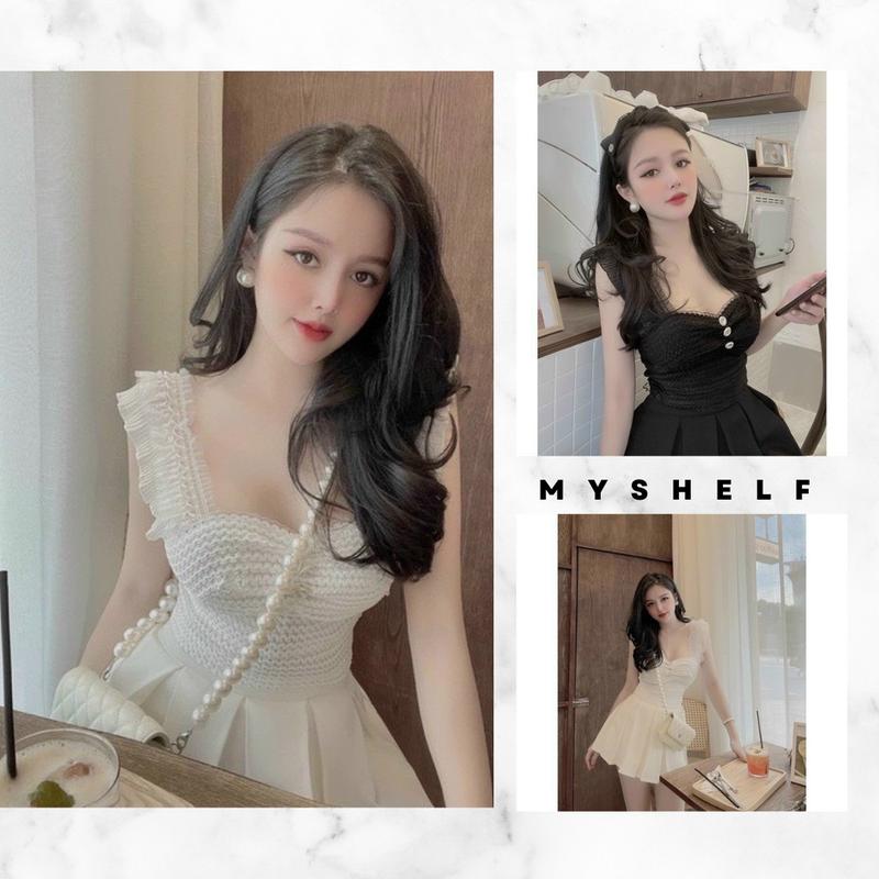 M300. Áo bra ren cánh tiên viền bèo đính ngọc tiểu thư sang chảnh, áo kiểu nữ đẹp hot nhất 2023