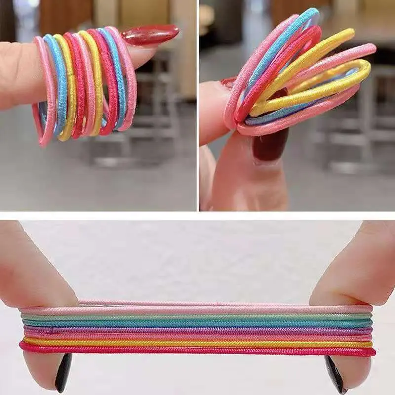COD (YBL) Ikat Karet Rambut Elastis Warna 100Pcs Tipis kecil kode 510 Gaya Korea untuk Wanita Scruncies (BELI LOKAL) Scrunchies 4