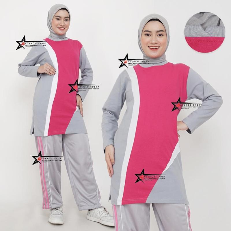 Product Introduction of Setelan baju olahraga wanita tunik muslimah / setelan baju senam wanita Celana Muslim Panjang Wanita Sport Hitam Seragam Polos Atasan 4