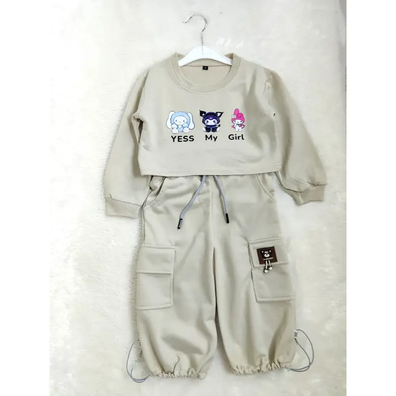 Masyken Setelan Sweater Anak Perempuan Crop Top Usia 1-6 Tahun Bayi Parsel TPE Beige 6