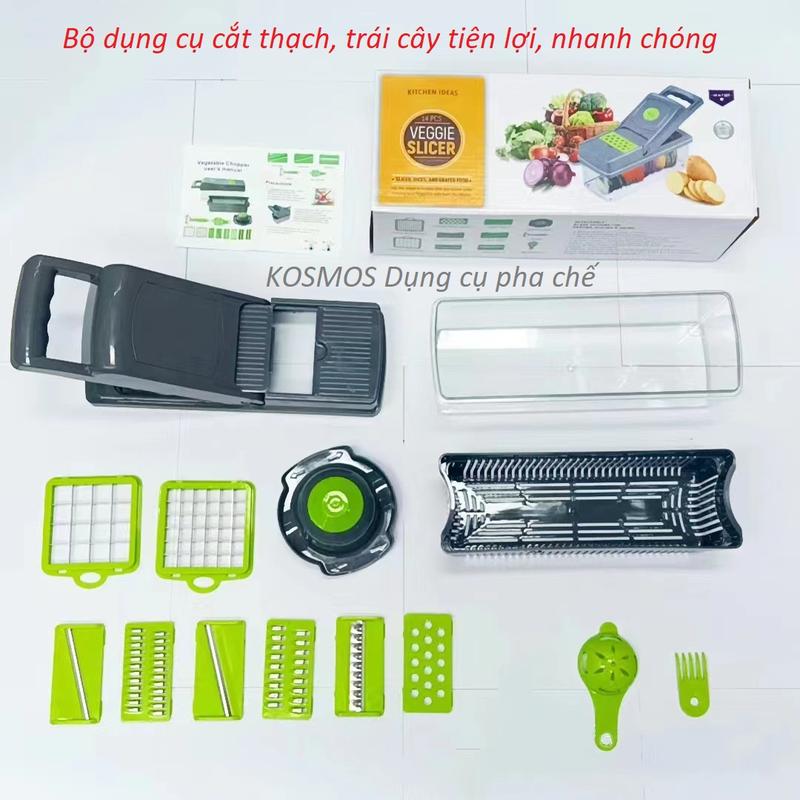 Bộ Dụng Cụ Bào/Cắt Thạch, Rau Củ, Trái Cây Kèm Lưỡi Nạo Đa Năng (14 chi tiết)