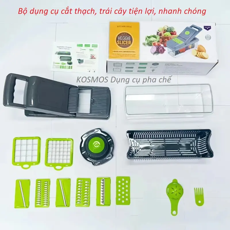 Bộ Dụng Cụ Bào/Cắt Thạch, Rau Củ, Trái Cây Kèm Lưỡi Nạo Đa Năng (14 chi tiết) 0
