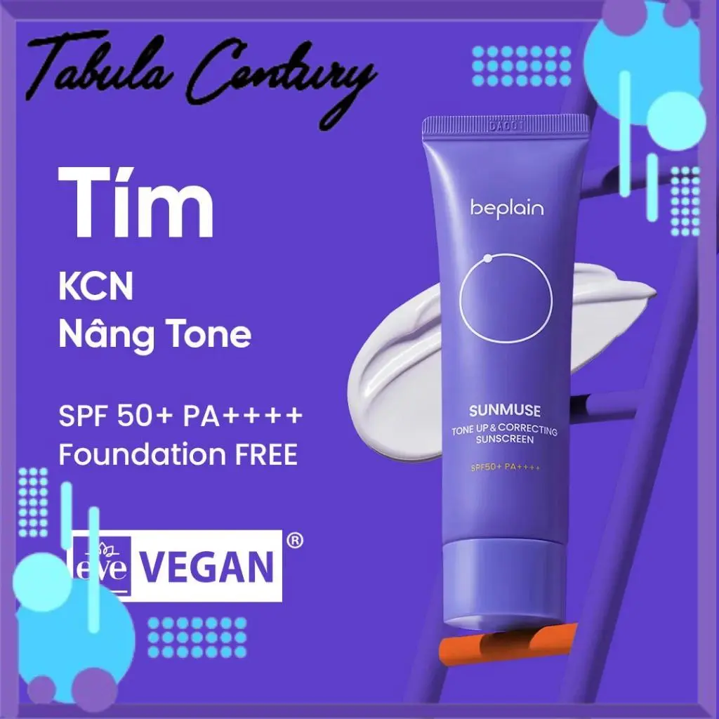 Kem chống nắng lai BEPLAIN Sunmuse Nâng tone & Hiệu chỉnh tone da SPF 50+ PA++++ ( Tím đậm ) - Tabula Century