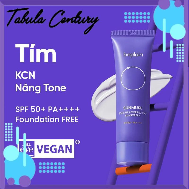 Kem chống nắng lai BEPLAIN Sunmuse Nâng tone & Hiệu chỉnh tone da SPF 50+ PA++++ ( Tím đậm ) - Tabula Century 0