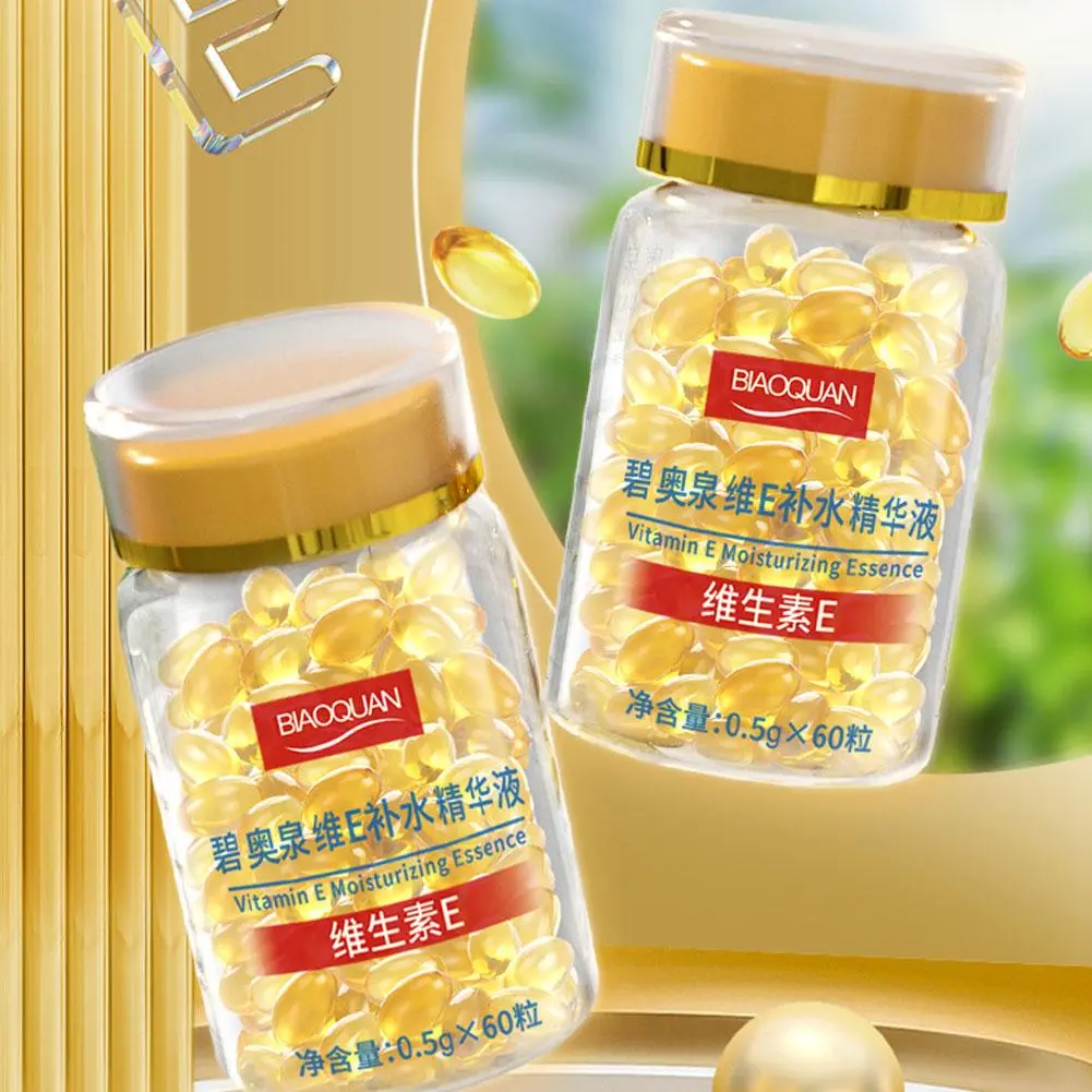 60pcs/bottle Vitamin E Soft Gel Capsules Serum Nutrition Moisturizing  Face Care Serum Skincare Comfort