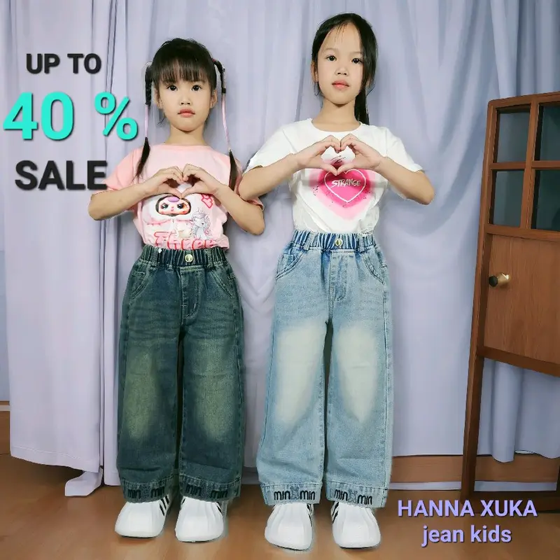 HANNA XUKA Quần Jean Bé Gái MA001 Chất Liệu Jean Mềm Mại Phong Cách Thời Trang 2 Màu Size 11-17 16-50KG Dễ Thương Dành Cho Bé Từ 5-14 Tuổi 1