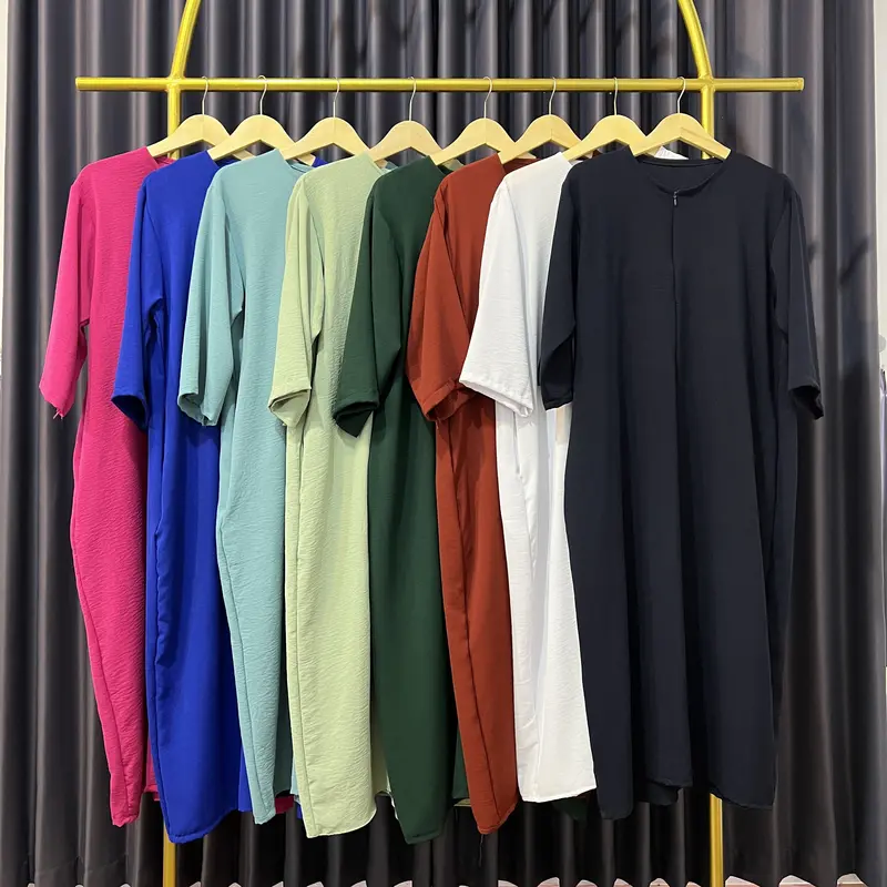 DASTER GAMIS WANITA TANGAN 3/4 Dress Crinkle Polos Muslim Airflow 7