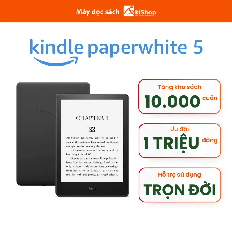 Máy đọc sách Kindle Paperwhite 5 8GB màu Đen (Kèm cover đen) 0