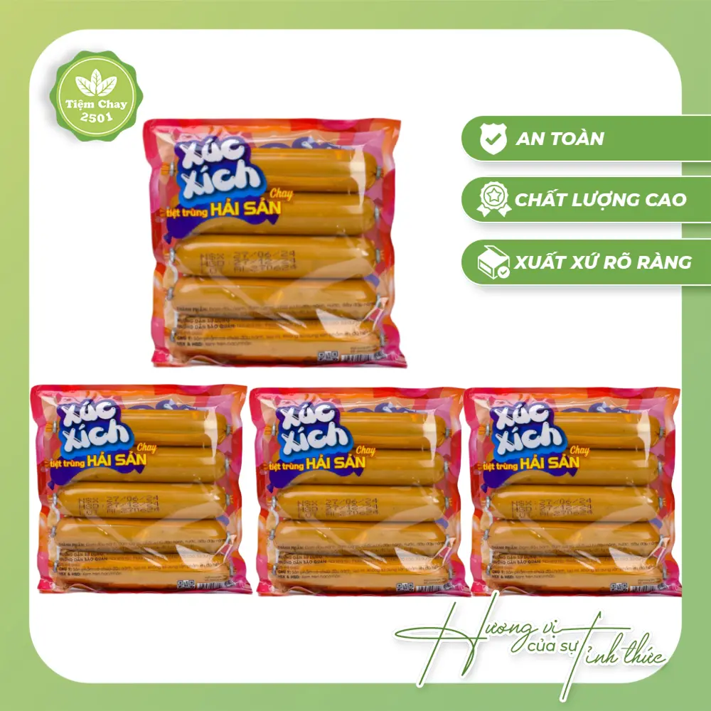 [ĐỒ ĂN CHAY] 20 cây xúc xích hải sản CHAY tiệt trùng | Thực phẩm chay ngon sạch, đồ chay | Tiệm Chay 2501