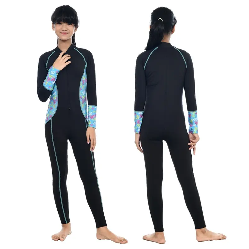 Pakaian renang anak perempuan baju renang anak perempuan diving Selam lengan panjang anak SD tanggung umur 8-14th 2