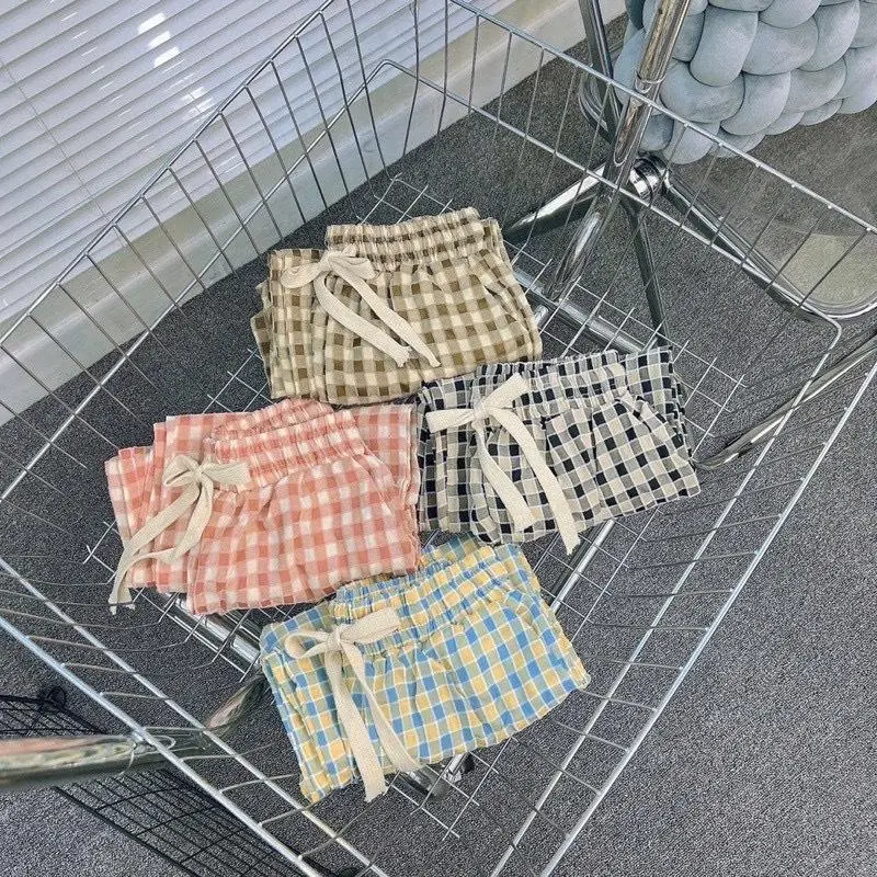 Quần Ống Rộng Nữ Kẻ Caro Chất Đũi Mềm Cạp Chun Dây Rút 684 Ong Pants 2