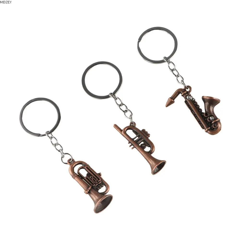 MEIZEY Creative Mini Toys Mini Instruments Keychain Saxophone Zinc Alloy Metal Keyring Three Types Key Holder Car Pendant Gifts