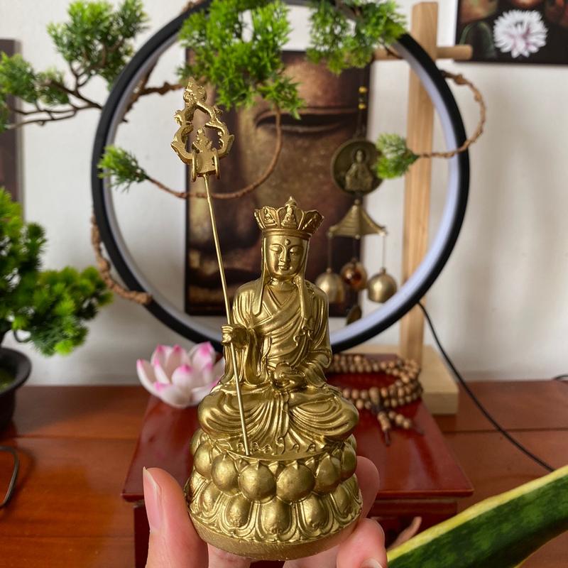 Tượng Địa Tạng Vương Bồ Tát mini cao 10cm trang trí  thờ tự nhỏ, decor không gian Phật Giáo, phòng khách Decor Phòng Trang Trí Nhà