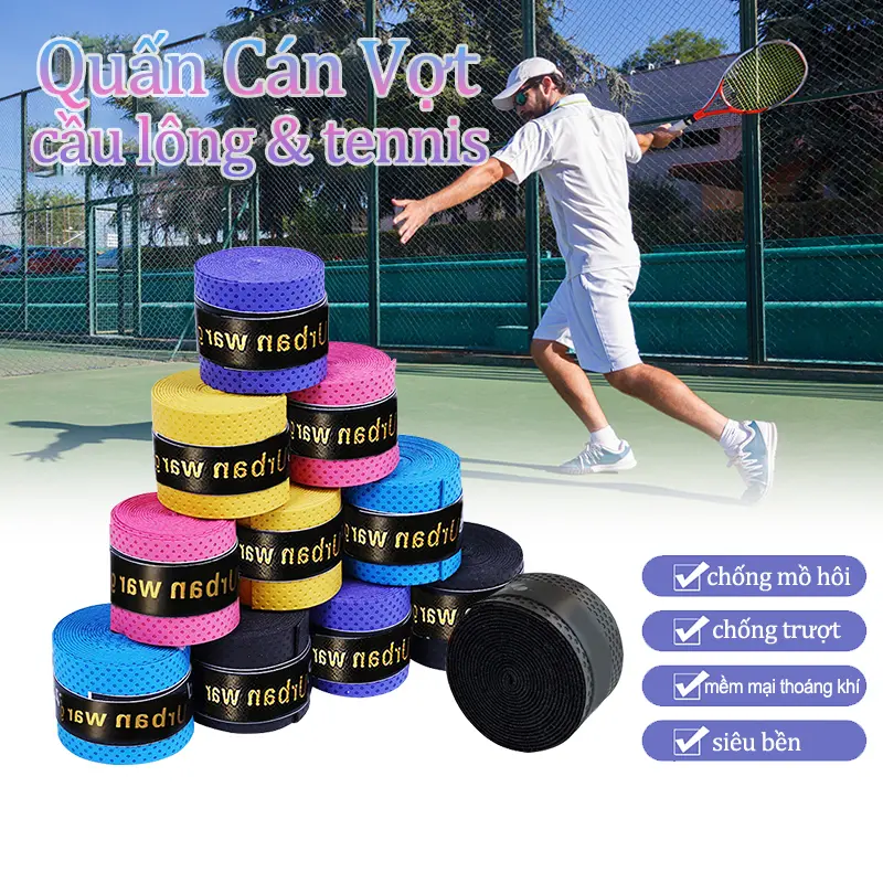 Quấn cán vợt,quấn cán vợt cầu lông,quấn cán vợt tennis,lỗ thoáng khí bề mặt,êm tay,chống mồ hôi,chống trượt Sport