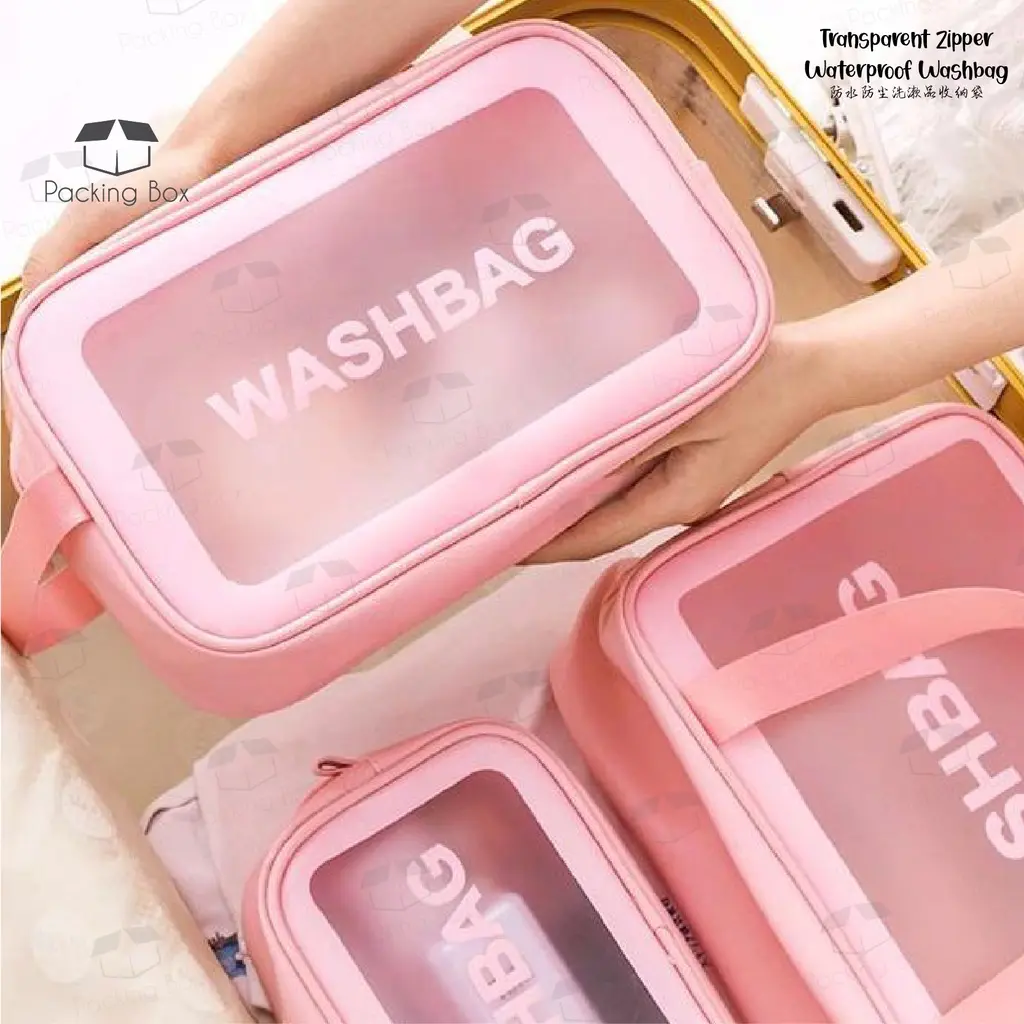 Waterproof Cosmetic Bag Makeup bag Transparent Storage Bath Bag Hand Printed Portable Wash Bag Bags Zipper