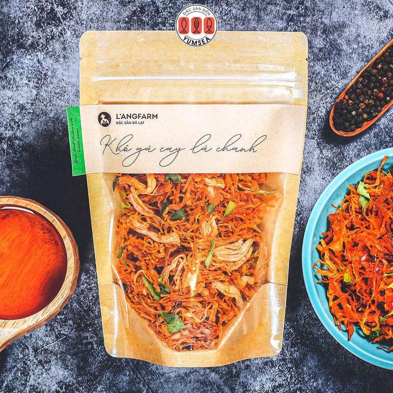 Khô Gà Cay Lá Chanh L'angfarm, 125g, Bịch, Mẫu Kraft Một Mặt Trong Snack Thức Ăn Ăn Vặt Food