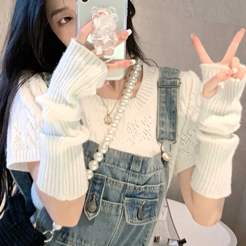 Women Long Fingerless Gloves Soft Female Glove Lolita Kawaii Mitten Winter Warmer Knitted Arm Sleeve Girls Punk Gothic Gloves