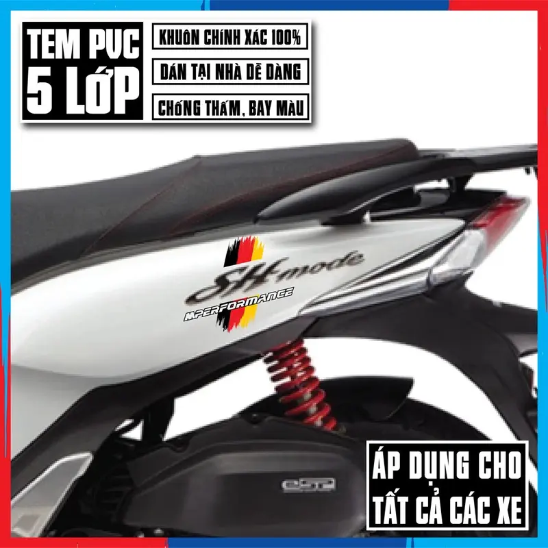 Tem Xe Performance ITALY / AMG / ĐỨC / PHÁP - Chất Liệu PVC Cao Cấp Chống Nước, Bền Màu Dán Xe Máy, Xe Hơi 5