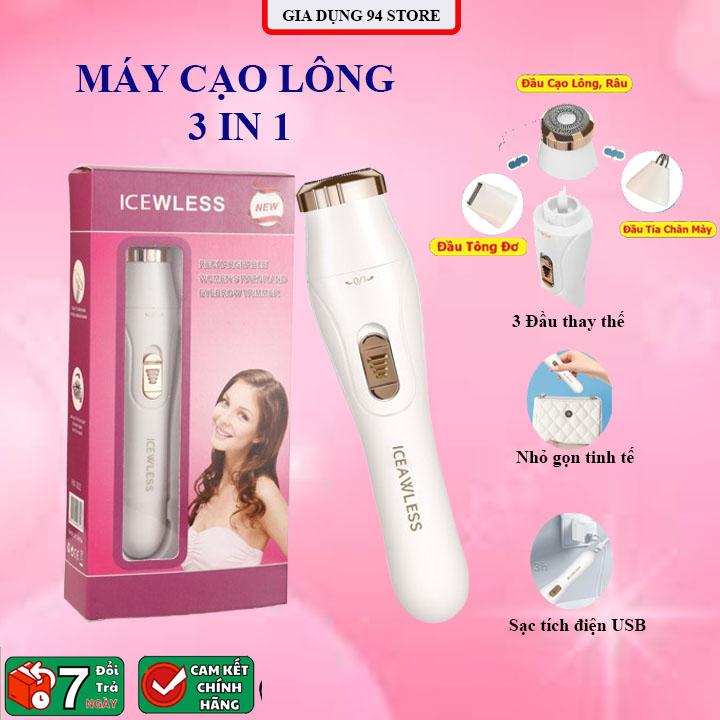 Máy cạo lông đa năng 3 in 1 cho phụ nữ máy cạo râu điện máy cạo lông mini cho nam nữ dao cạo râu ria cạo lông mày cạo mặt cạo lông vùng dưới cánh tay vùng kín tích điện 500 mAh cổng sạc USB
