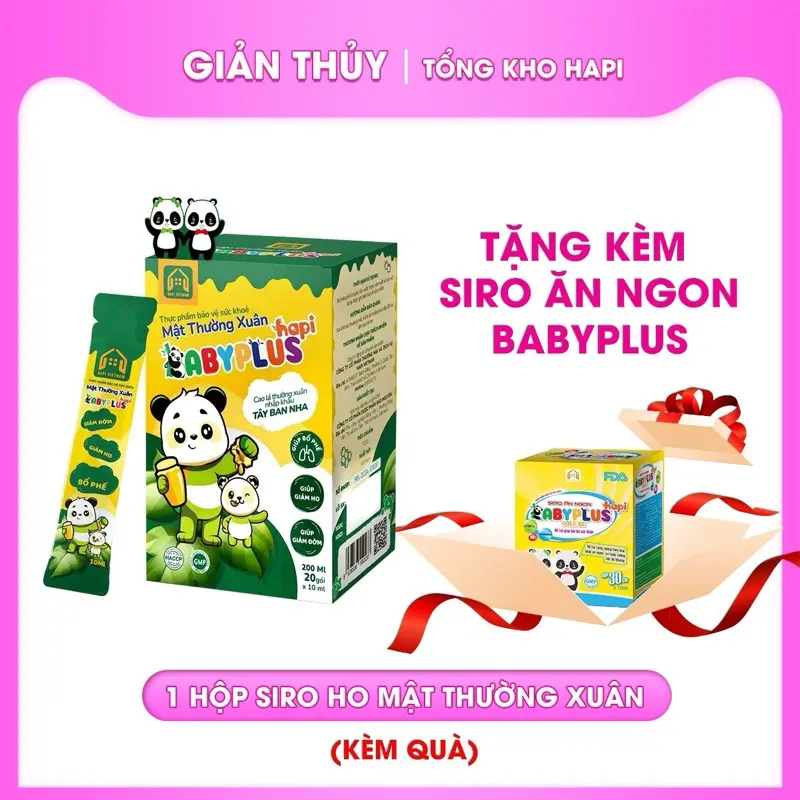 Siro Ho Mật Thường Xuân babyPlus hỗ trợ giảm ho long đờm, tặng 1 hộp siro babyplus