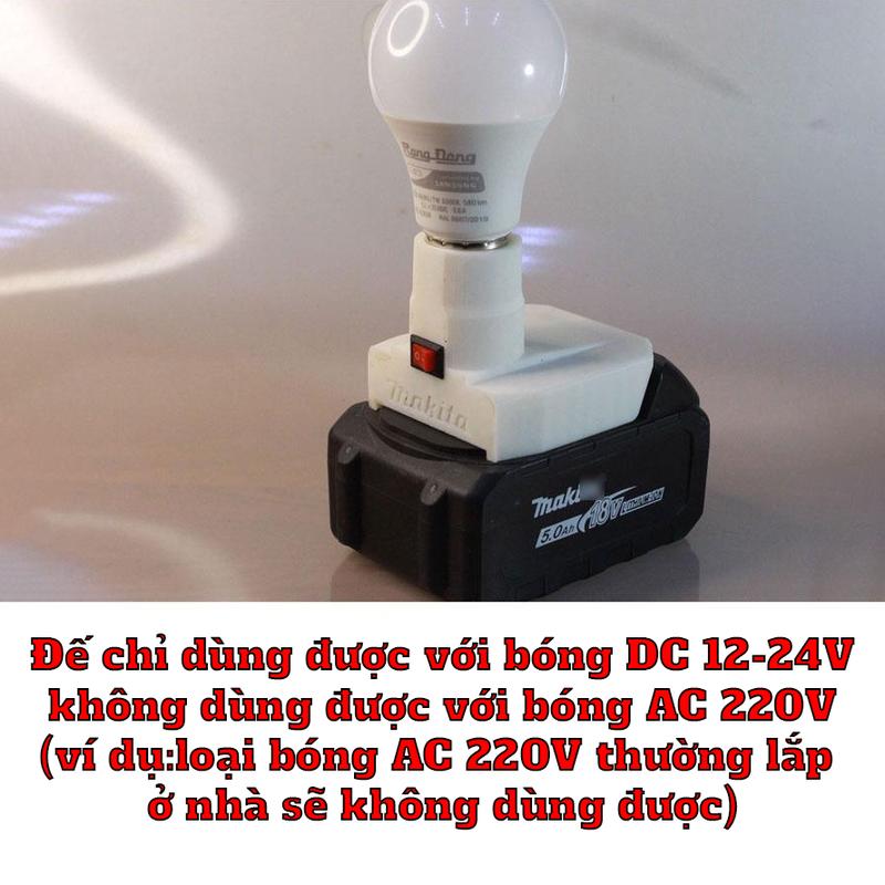 Đế Đèn Led Pin Makita 18V - 21V Chân 40MM - Ngàm Đế Đèn Led Thắp Sáng Chân Pin phổ thông 4cm