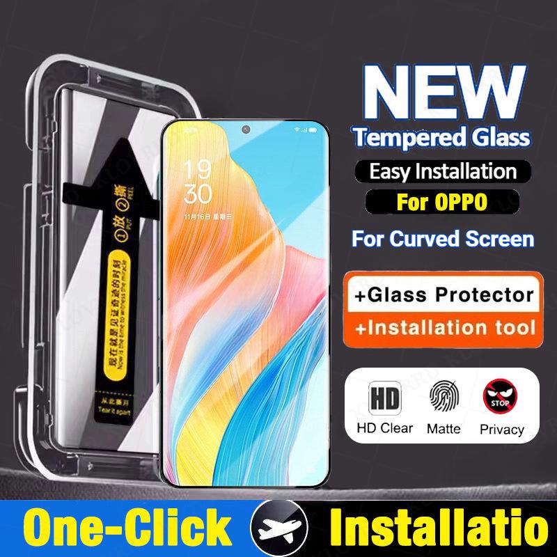 Product Introduction of [ SALE ] One-click Easy Installation Dust-free box Tempered Glass Screen Protector For OPPO Reno 12 11 10 9 Pro 12F 11F 13Pro+ 10Pro+ ,OPPO Find X8 Pro X7,A3 Pro , HD Clear Anti-Blue ligth Privacy Curved screens Film 0