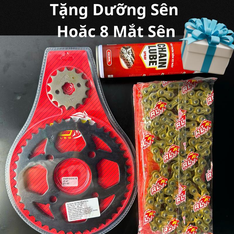 Bộ REDLEO  Nhông sên đĩa chính hãng 428HD 10Ly cho xe máy phổ thông. Tặng Kèm xịt dưỡng sên Hoặc 8 mắt sên. Phụ Tùng Sên NSD Redleo
