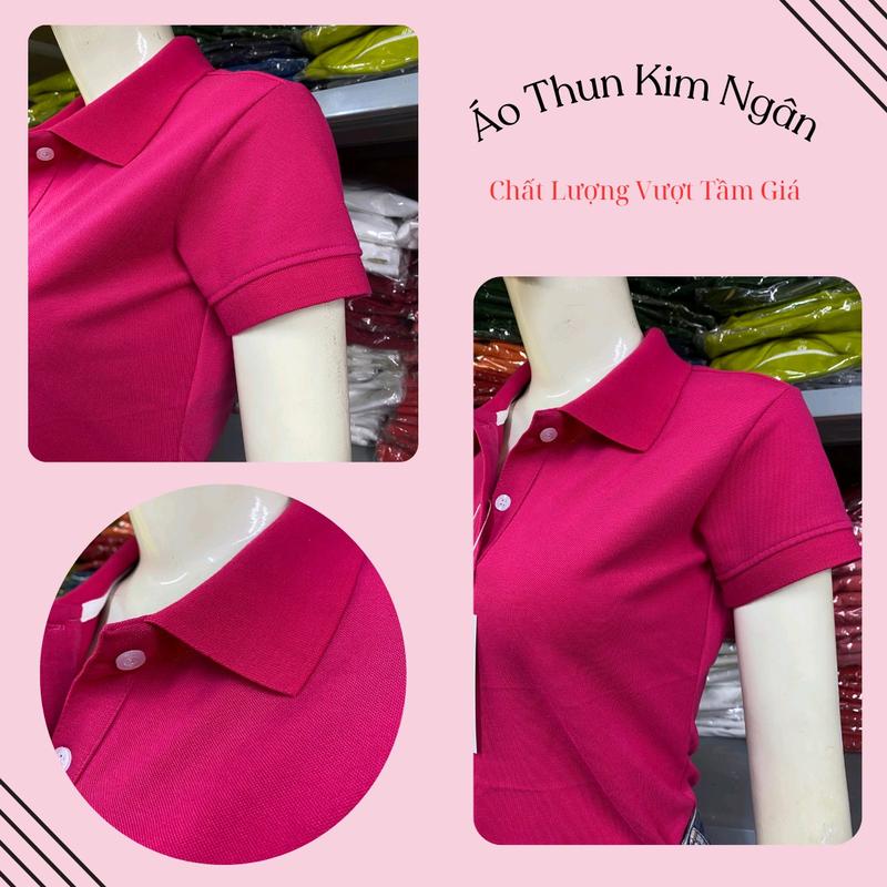 Áo Thun PoLo Vải Cá Sấu Nữ Dày Đẹp Màu Hồng Sen Trơn Top Women
