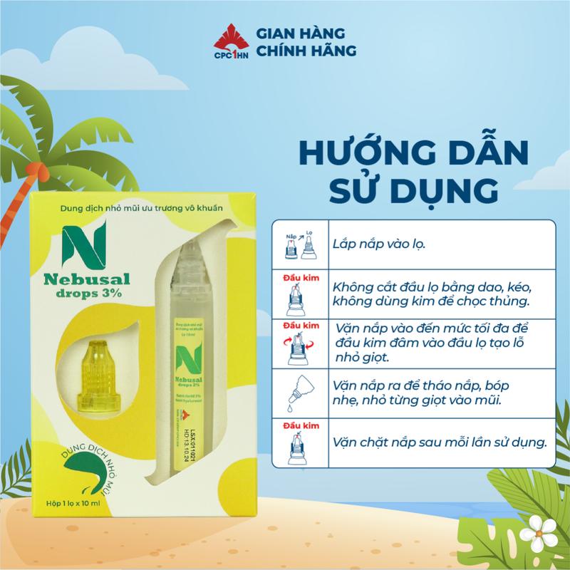 Nhỏ Mũi Nebusal 3% Giúp Giảm Nghẹt Mũi, Sổ Mũi Cho Bé - Lọ 10mL 5