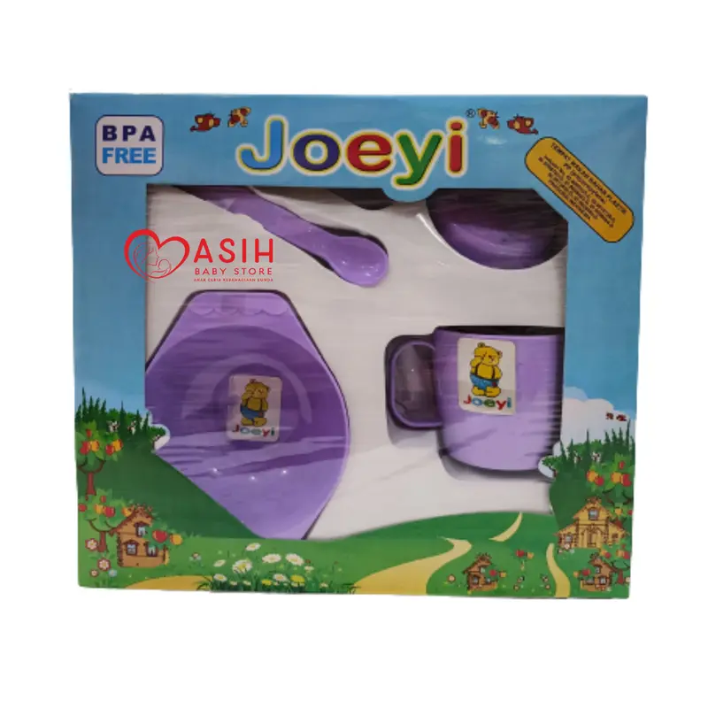 Joeyi Feeding Set Baby Besar Kecil Alat Set Tempat Peralatan Makan Bayi Balita Cewek Cowok Sendok 4