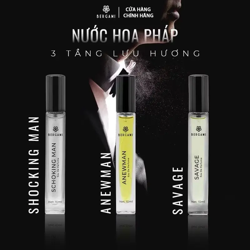 Set nước hoa Nam ( 3 chai) ANEWMAN-SHOCKING MAN-SAVAGE : Thơm lâu Bergami, nước hoa chính hãng mùi hương hiện đại ,lịch lãm 0