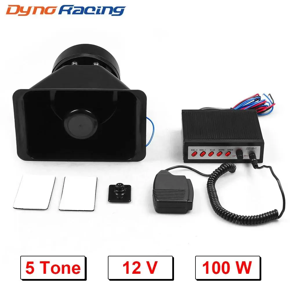 12V 100W Car Warning Alarm Police Siren Horn 5 Tone Sounds Vehicle Horn Speaker With Mic Pa System BX102145