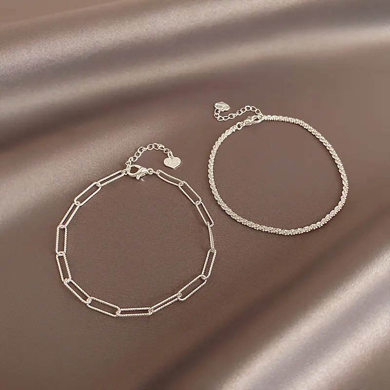 Vòng Tay Tinh Xảo Thanh Lịch Cho Nữ, Màu Bạc Thời Trang, Lấp Lánh, Có Thể Điều Chỉnh, Thích Hợp Làm Quà Tặng Tiệc Cưới Mới, Gửi Cho Bạn Bè, 1 Chiếc 2