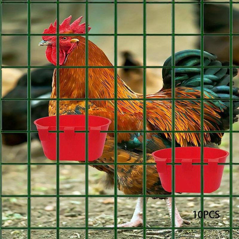 Semicircle Cage Cups, 10pcs Birds Feeders Seed Bowl, Chicken Feeding Watering Dish, Rabbit Water Food Hanging Wire Cages Box, Pet Supplies 0