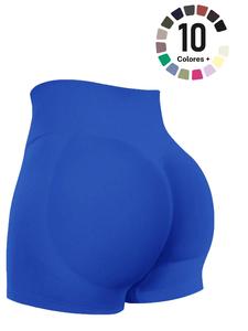Pantalones cortos deportivos de cintura alta con pliegues sólidos para mujer, pantalones cortos ajustados sin costuras cómodos y transpirables, ropa deportiva para mujer para uso interior y exterior