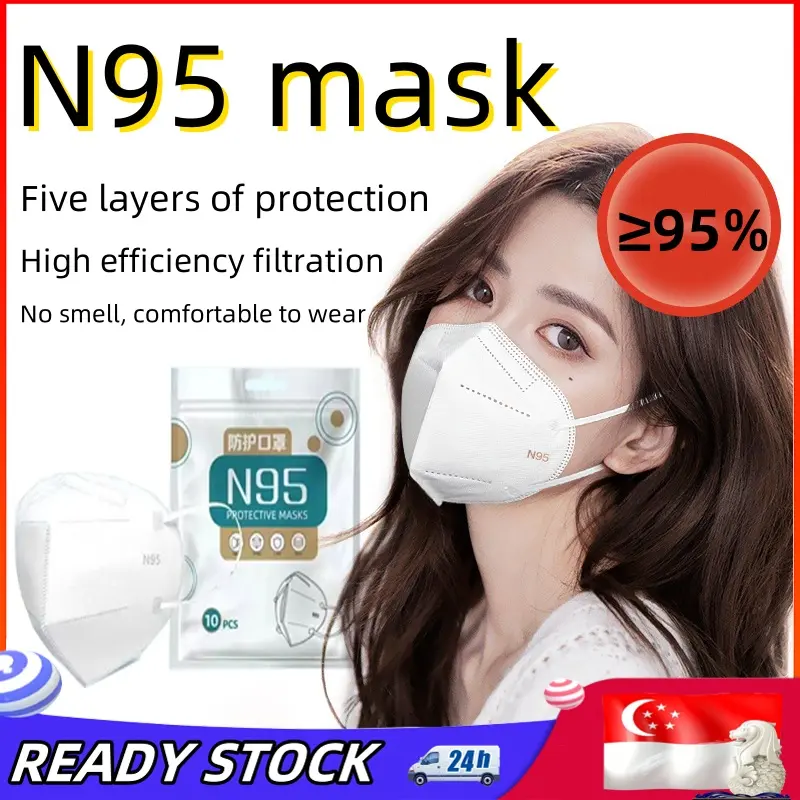 SG [READY STOCK]N95 Mask Medical Grade Protection Skin-Friendly Independent Packaging 5-Layer Filter Breathable High efficiency filtration N95