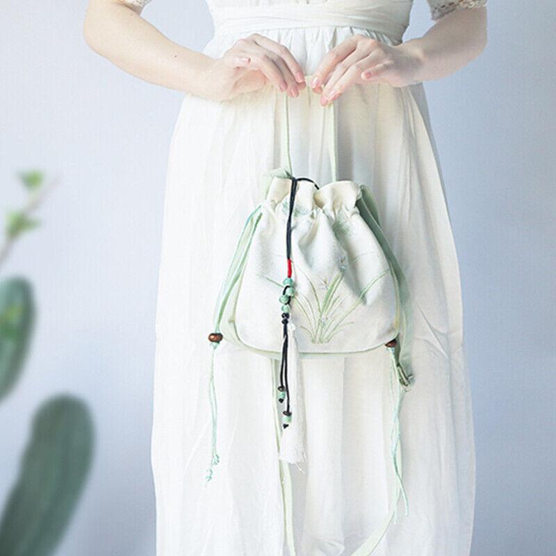 Túi tote thêu Trung Quốc, phong cách Hanfu, dây rút, túi Túi Xách Đeo Chéo, túi đeo vai 8