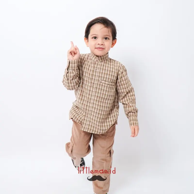 Kemeja Anak Lengan Panjang Gingham Series Motif Kotak Kerah Koko Shanghai Littleman.id 7