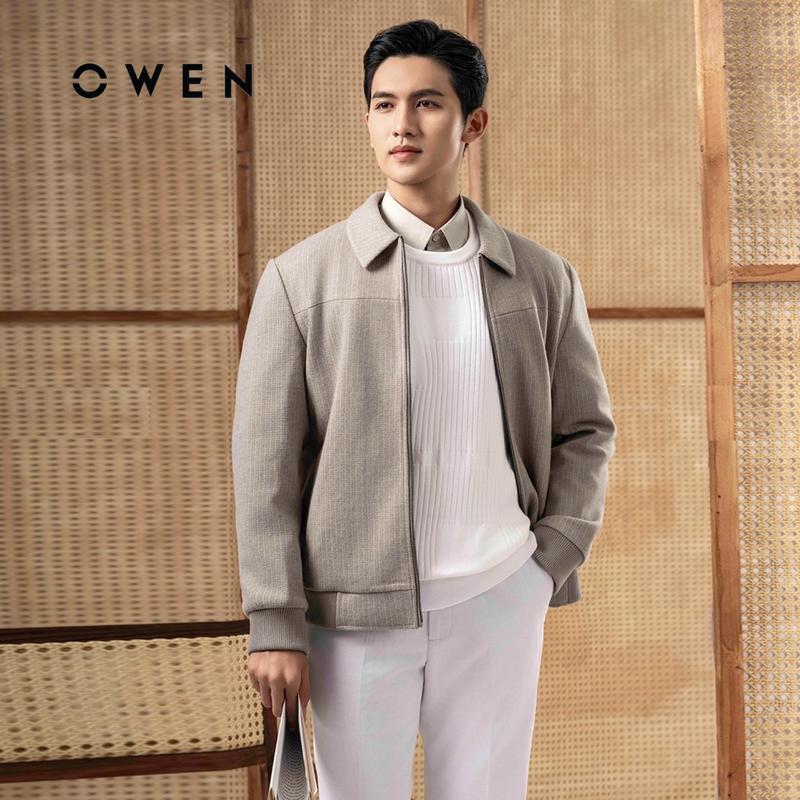  OWEN - Áo khoác nỉ nam màu BE NÂU 241481 Menswear aokhoac nam Jacket 