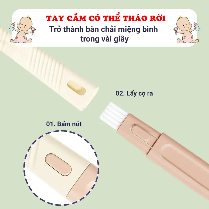 Bộ Cọ Rửa Bình Sữa Cho Bé 7 Chi Tiết Đa Năng Tiện Lợi Mang Đi Du Lịch Baby-S – SSS054 2