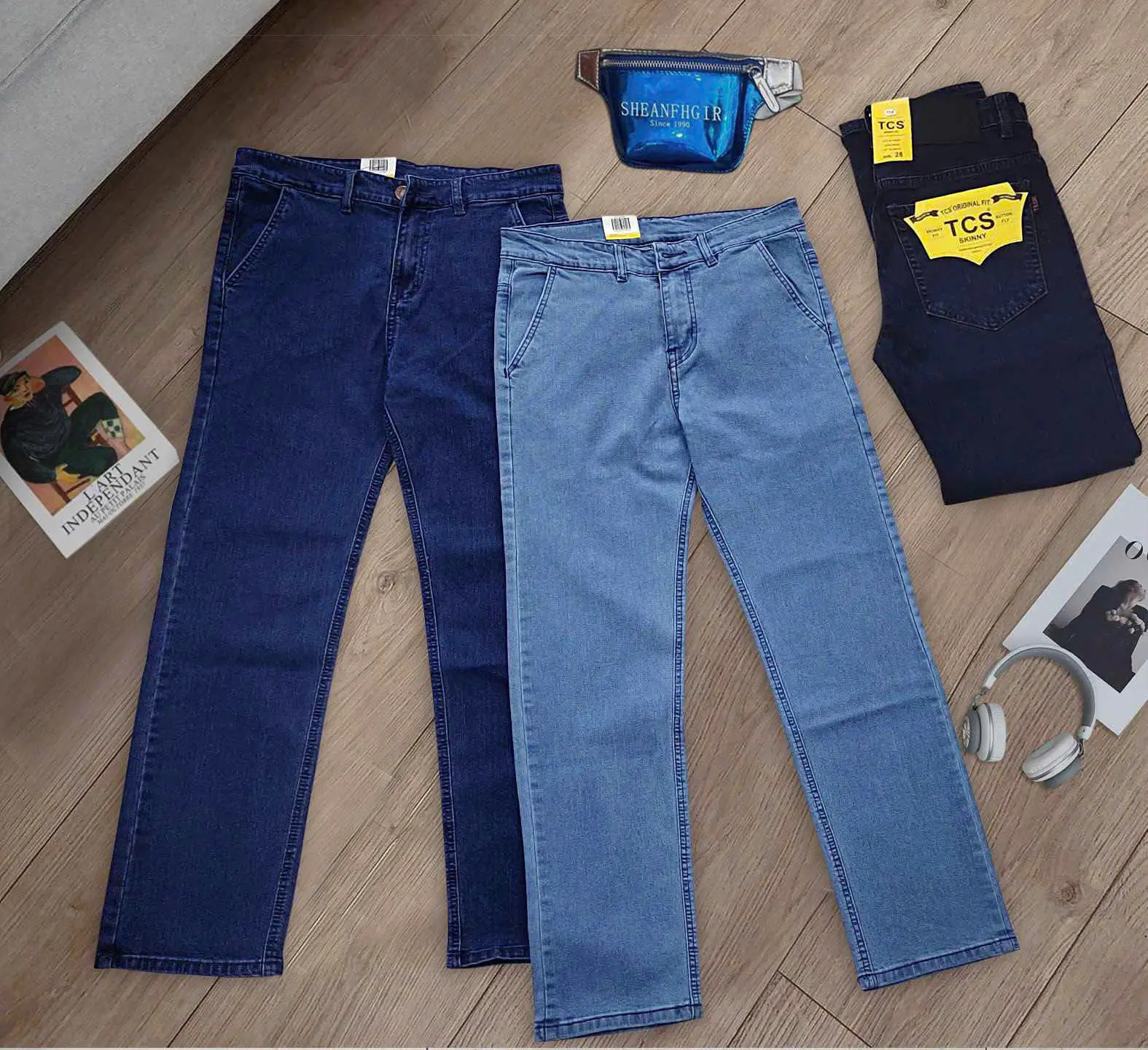 (TÚI XÉO)Quần jean nam co giãn 4 chiều,quần bò nam,form chuẩn,ống suông 18-23, chuẩn size_AN CHI STORE quan  bon