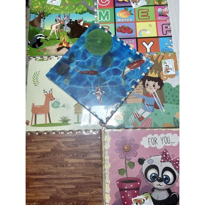  Thảm xốp ghép trải sàn  thảm xốp cho bé bộ 4 tấm kèm viền nhiều mẫu kích thước 1 tấm 60x60 cm chống trơn trượt 