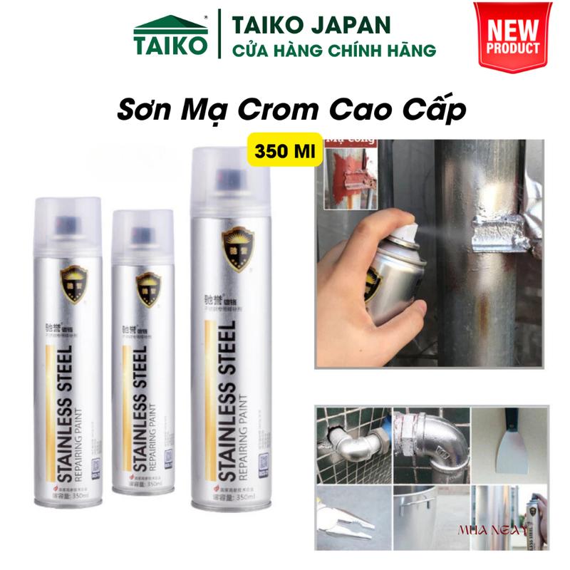 Sơn Bạc Mạ Crom Sơn Xịt Mạ TAIKOMI Sáng Bóng 350ml Chai Sơn Mạ Siêu Bóng Làm Mới Ô tô Xe Máy, Vật Dụng Trang Trí